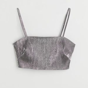 H&M Silver Crop Top Size XL
